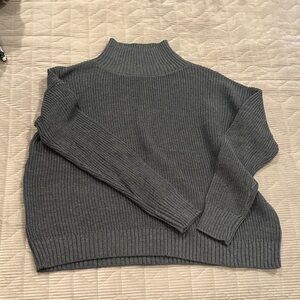 BE COOL Charcoal Gray Ribbed Mock Neck Sweater